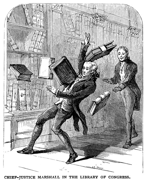 John Marshall (1755-1835). /Nchief Justice Of The United States Supreme Court, 1801-1835. Chief Justice Marshall'S Misadventure In The Library Of Congress. Wood Engraving, 19Th Century. Poster Print by Granger Collection - Item # VARGRC0070603