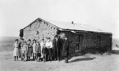 One-Room Schoolhouse, 1908. /Nchildren Posing Outside Of A One-Room Sod Schoolhouse At Oberlin, Decatur County, Kansas. Photograph, C1908. Poster Print by Granger Collection - Item # VARGRC0111541