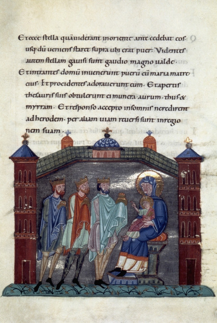 Adoration Of The Magi. /Nillumination From A Gospel, Early 11Th Century, Salzburg. Poster Print by Granger Collection - Item # VARGRC0030902