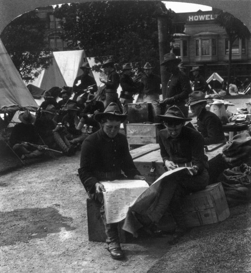 San Francisco Earthquake. /Nthe National Guard In A Refugee Camp, Following The Earthquake Of 18 April 1906. Stereograph, 1906. Poster Print by Granger Collection - Item # VARGRC0119559