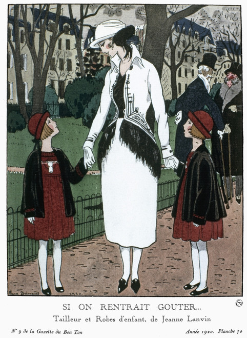 Women'S Fashion, 1920. /Na Woman And Two Schoolgirls Wearing Fashions By Jeanne Lanvin. Fashion Plate By Pierre Brissaud For The French Magazine 'La Gazette Du Bon Ton,' 1920. Poster Print by Granger Collection - Item # VARGRC0126588