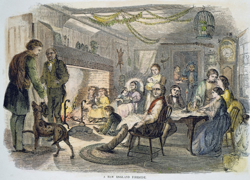 New England Fireside, 1855. /Nwood Engraving, 1855. Poster Print by Granger Collection - Item # VARGRC0042636