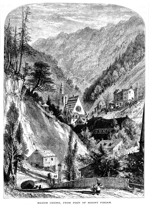 Mauch Chunk, Pennsylvania. /Nthe Town Of Mauch Chunk, Pennsylvania, Located At The Foot Of Mount Pisgah By The Lehigh River. Wood Engraving, American, C1874. Poster Print by Granger Collection - Item # VARGRC0082598