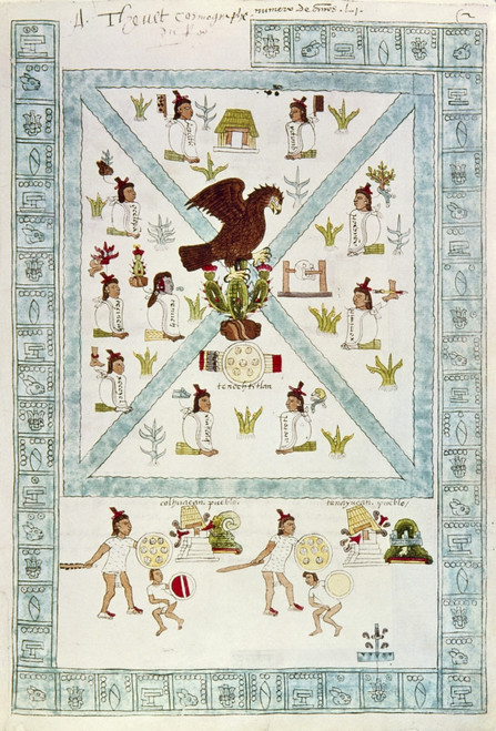 Tenochtitlan (Mexico City) /Nwith Aztec Pictographs And Spanish Text From The Codex Mendoza, C1542. Poster Print by Granger Collection - Item # VARGRC0023957