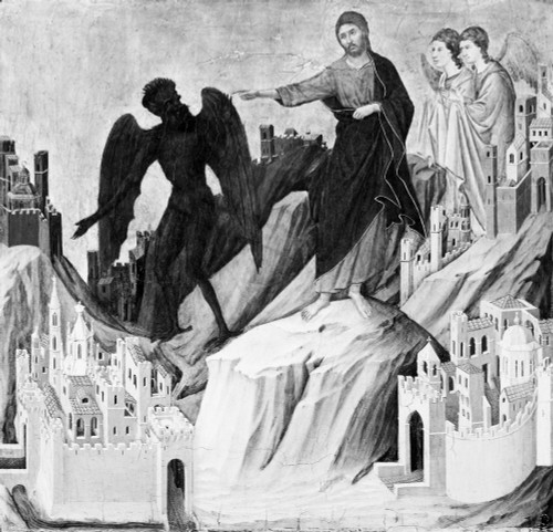 Temptation Of Christ. /Noil On Panel, 1308-1311, By Duccio Di Buoninsegna (C1255-1319). Poster Print by Granger Collection - Item # VARGRC0005743