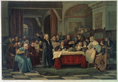 Christopher Columbus./Ncolumbus At The Royal Court Of Spain. American Lithograph, 1892. Poster Print by Granger Collection - Item # VARGRC0011401