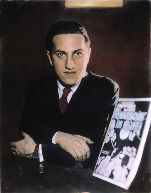 George Gershwin /N(1898-1937). American Composer. George Gershwin With The Sheet Music For His Rhapsody In Blue: Oil Over A Photograph, 1924, The Year It Was First Performed. Poster Print by Granger Collection - Item # VARGRC0052090
