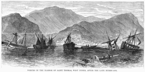 St. Thomas: Hurricane, 1867. /Ndamaged Ships In The Harbor Of St. Thomas, West Indies, In The Wake Of A Hurricane On December 1867. Line Engraving From A Contemporary American Newspaper. Poster Print by Granger Collection - Item # VARGRC0041237