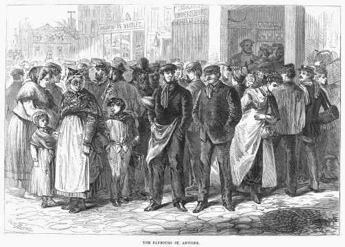 Paris: Workers, 1870. /Nartisans, Craftsmen And Workers Crowd Rue Du Faubourg Saint-Antoine In Paris. Wood Engraving, English, 1870. Poster Print by Granger Collection - Item # VARGRC0089407