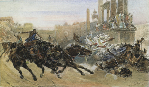 A Roman Chariot Race. /Na Chariot Race During The Reign Of Trajan. After The Painting By Ulpiano Checa. Poster Print by Granger Collection - Item # VARGRC0007963