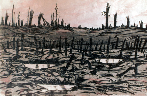 World War I: Battlefield. /Nbattlefield At Chemin Des Dames, On Aisne River, France. Painting, 1916, By A. Boisfleury. Poster Print by Granger Collection - Item # VARGRC0033175