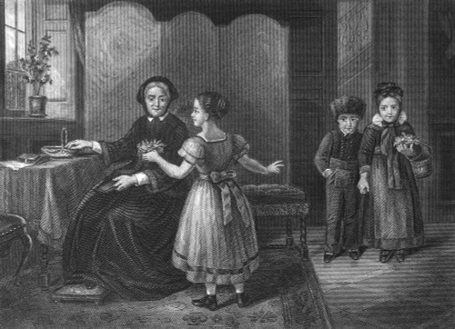 Governess, C1830. /Nthe Teacher'S Birthday. Steel Engraving, 19Th Century. Poster Print by Granger Collection - Item # VARGRC0092853