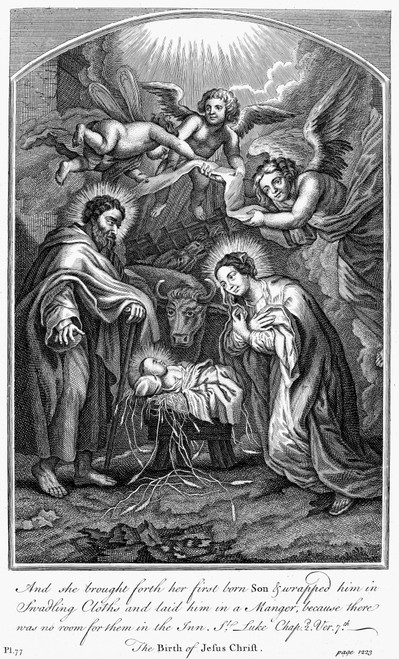 The Nativity. /Ncopper Engraving, English, 18Th Century. Poster Print by Granger Collection - Item # VARGRC0001384