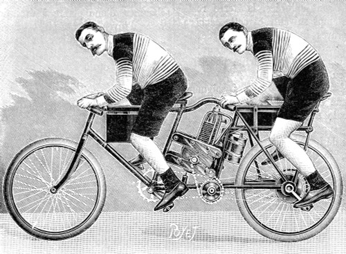 Tandem Motorcycle, 1899. /Na Team Of Motorcycle Racers On A Tandem Motorcycle. Wood Engraving, French, 1899. Poster Print by Granger Collection - Item # VARGRC0076431