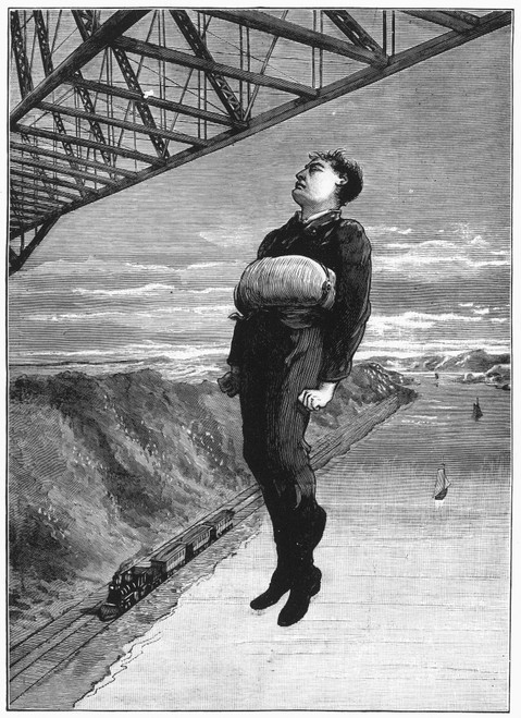 Steve Brodie (C1863-C1901). /Namerican Daredevil. Successfully Leaping Into The Hudson River From The Poughkeepsie Bridge On 9 November 1888. Contemporary American Wood Engraving. Poster Print by Granger Collection - Item # VARGRC0058687