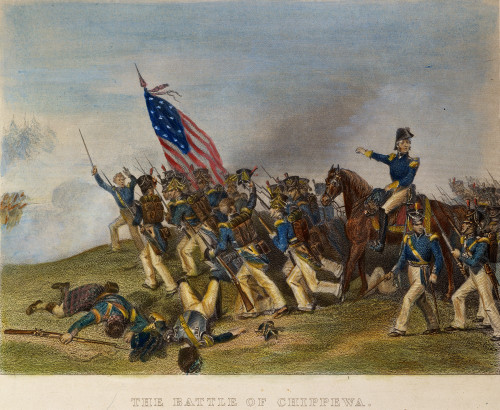 Winfield Scott: Chippewa. /Nlt. Colonel Winfield Scott Ordering The Charge Of Mcneil'S Battalion At The Battle Of Chippewa, Canada, 5 July 1814: Colored Engraving, 19Th Century. Poster Print by Granger Collection - Item # VARGRC0061102