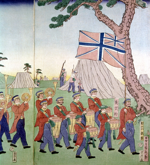 Japan: Foreign Soldiers. /Nforeign Soldiers In Yokohama. Woodblock Print, 1866. Poster Print by Granger Collection - Item # VARGRC0103567