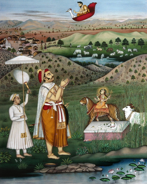India: Nobleman. /Na Nobleman Of Udaipur Encountering Hindu Dieties. Indian Miniature Painting. Poster Print by Granger Collection - Item # VARGRC0105994