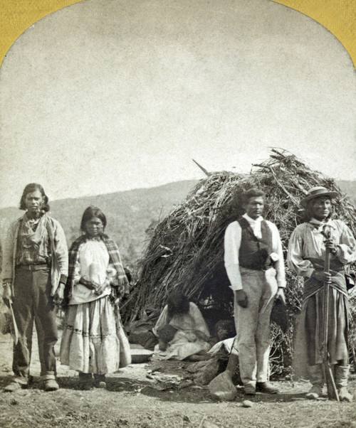 Apache Camp, C1873. /Ngroup Of Coyotero Apaches Outside Their Wickiups Near Camp Apache, Arizona. Photograph By Timothy O'Sullivan, C1873. Poster Print by Granger Collection - Item # VARGRC0114253