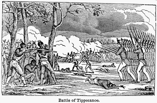 Battle Of Tippecanoe. /Namerican Forces Attacking The Shawnee Native Americans At The Battle Of Tippecanoe On 7 November 1811. Line Engraving, Early-19Th Century. Poster Print by Granger Collection - Item # VARGRC0014970