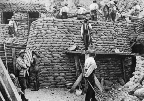 World War I: French Fort. /Nfrench Troops Building A Winter Shelter Out Of Sandbags In The Somme District Of France During World War I. Photograph, 1914-1918. Poster Print by Granger Collection - Item # VARGRC0407827