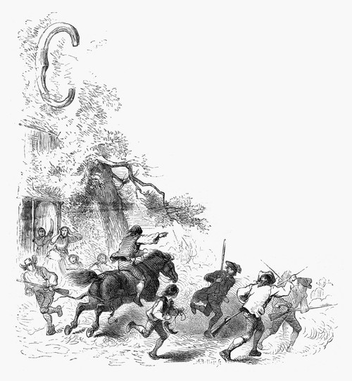 Concord: Minutemen, 1775. /Na Horse Rider Alerting Minutemen That The Revolutionary War Had Begun And The British Were Marching On Concord, 1775. Line Engraving, American, 19Th Century. Poster Print by Granger Collection - Item # VARGRC0122820