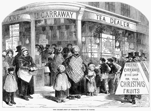 Christmas: England, 1850. /Nthe Grocer'S Shop At Christmas. Wood Engraving, English, 1850. Poster Print by Granger Collection - Item # VARGRC0011868
