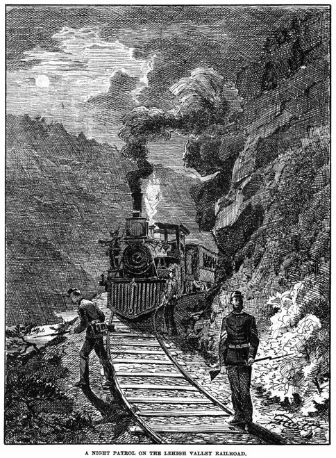 Great Railroad Strike, 1877. /Nnational Guardsmen Patrol The Lehigh Valley Railroad In Pennsylvania During The Great Railroad Strike Of 1877. Contemporary American Newspaper Engraving. Poster Print by Granger Collection - Item # VARGRC0265838