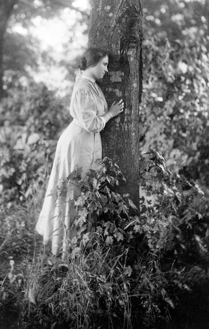 Helen Adams Keller /N(1880-1968). American Writer And Lecturer. Photographed Leaning Against A Tree, C1907. Poster Print by Granger Collection - Item # VARGRC0110533