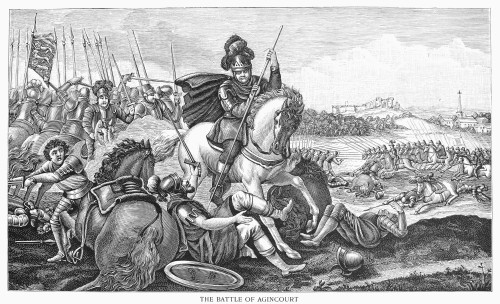 Battle Of Agincourt, 1415. /Nking Henry V Of England At The Battle Of Agincourt, France, 25 October 1415. Line Engraving, 19Th Century. Poster Print by Granger Collection - Item # VARGRC0094954