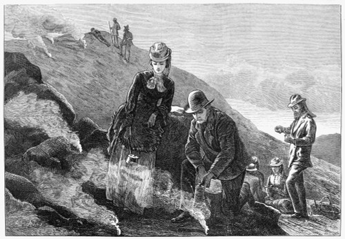 Tourism: Mt. Vesuvius, 1872. /Ntourists At Mount Vesuvius In The Bay Of Naples, Italy. Engraving, 1872. Poster Print by Granger Collection - Item # VARGRC0264493