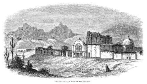 Arizona: Mission, 1864. /Nthe Spanish Mission Of San Jose De Tumacacori, Founded 1691, Near Nogales, Arizona. Wood Engraving, American, 1864. Poster Print by Granger Collection - Item # VARGRC0322924