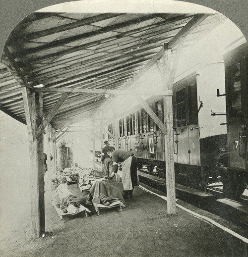 Wwi: Hospital, C1916. /N'Heroes From The Front. French Wounded Delivered At Hospital Station From Red Cross Train.' Stereograph, C1916. Poster Print by Granger Collection - Item # VARGRC0326092