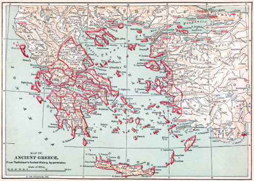 Map: Ancient Greece. /Nmap Of Ancient Greece. Line Engraving, Late 19Th Century. Poster Print by Granger Collection - Item # VARGRC0000544