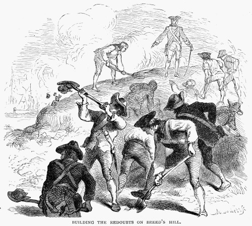 Battle Of Bunker Hill, 1775. /Nbuilding The Redoubts On Breed'S Hill In The Battle Of Bunker Hill, 17 June 1775. American Engraving, 19Th Century. Poster Print by Granger Collection - Item # VARGRC0075399