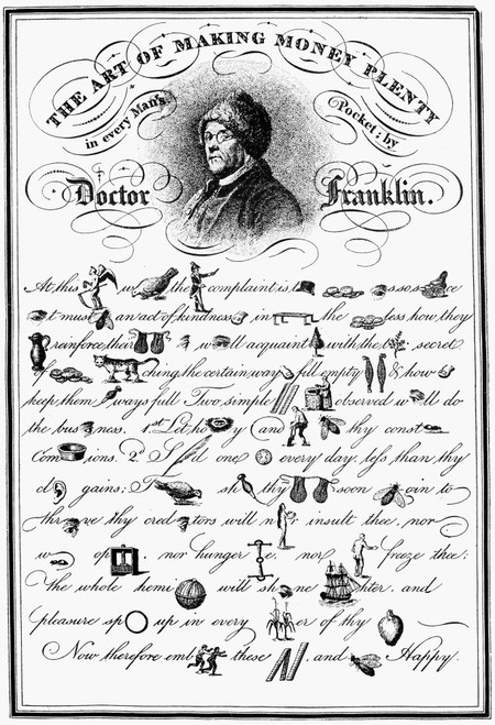 Art Of Making Money Plenty. /Na Rebus Devised By Benjamin Franklin (1706-1790). Poster Print by Granger Collection - Item # VARGRC0078203