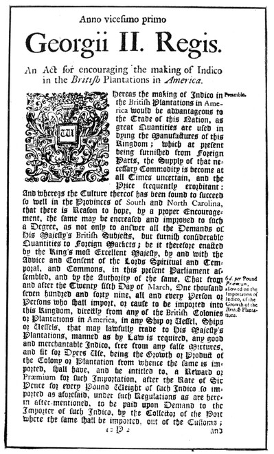 Colonial Documents, 1748. /Na Royal Act, 1748, Urging Indigo Culture In The Southern Colonies. Poster Print by Granger Collection - Item # VARGRC0075274