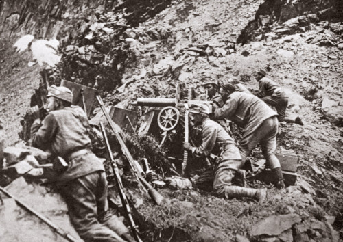 World War I: Isonzo Front. /Naustrian Machine Gunners In Action Against An Italian Detachment On The Isonzo Front During World War I. Photograph, C1916. Poster Print by Granger Collection - Item # VARGRC0408042