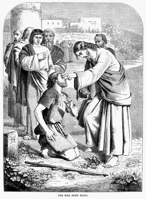 Jesus Healing A Blind Man. /Nwood Engraving, Late 19Th Century. Poster Print by Granger Collection - Item # VARGRC0037843