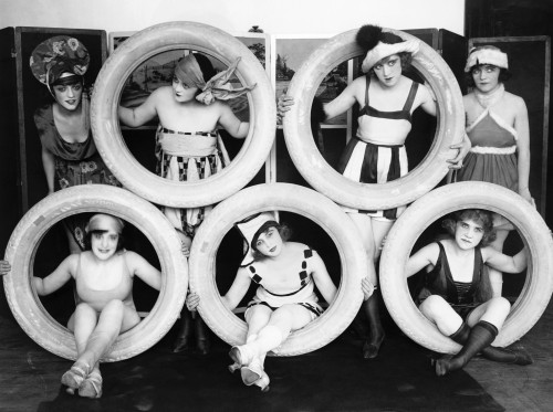 Performers, C1925. /Nmack Sennett Girls Posed With Tires. Photograph, C1925. Poster Print by Granger Collection