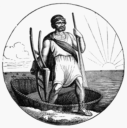 Ancient Briton Coracle. /Na Coracle, Used From Anicent Times (Observed By Roman Invaders In The First Century A.D.) In Wales And Parts Of Britain. Line Engraving, 19Th Century. Poster Print by Granger Collection - Item # VARGRC0057736