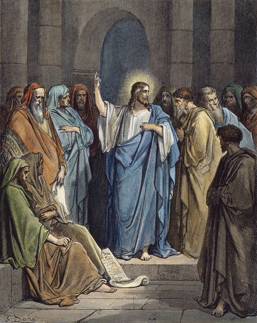 Dor_: Christ Preaching. /Nchrist In The Synagogue (Matthew 13: 54, 55). Wood Engraving After Gustave Dor_. Poster Print by Granger Collection - Item # VARGRC0045464