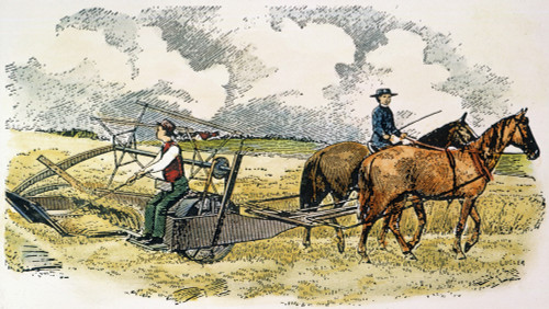 Mccormick Reaper, 1847. /Ncyrus Hall Mccormick'S Improved Reaper Of 1847: Colored Engraving, 19Th Century. Poster Print by Granger Collection - Item # VARGRC0009138