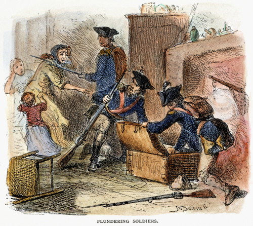 Loyalist Home, 18Th C. /Ncontinental Soldiers Plunder A Loyalist Home During The American Revolution: Wood Engraving, American, 19Th Century. Poster Print by Granger Collection - Item # VARGRC0055359