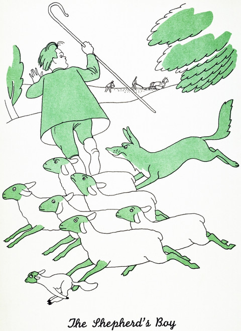 Aesop: Shepherd'S Boy. /Nwatercolor By Christopher Sanders. Poster Print by Granger Collection - Item # VARGRC0011075