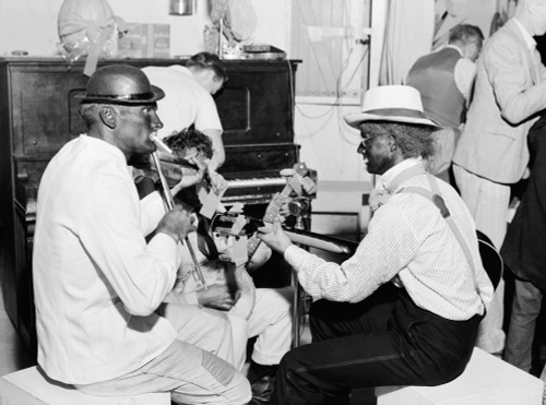 Migrant Camp Party, 1938. /Na Group Of Musicians In Blackface Playing Music At A Halloween Party At A Migrant Worker Camp In Shafter, California. Photograph By Dorothea Lange, November 1938. Poster Print by Granger Collection - Item # VARGRC0108388 Migrant Camp Party, 1938. /Na Group Of Musicians In Blackface Playing Music At A Halloween Party At A Migrant Worker Camp In Shafter, California. Photograph By Dorothea Lange, November 1938. Poster Print by Granger Collection - Item # VARGRC0108388