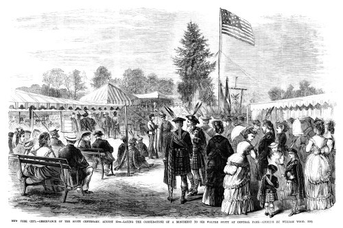 Scott Centenary, 1871. /Nlaying The Cornerstone Of A Monument To Sir Walter Scott At Central Park, New York City, During The Centenary Celebration Of His Birth. Wood Engraving, American, 1871. Poster Print by Granger Collection - Item # VARGRC0355180