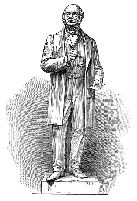 Sir Rowland Hill (1795-1879). /Nenglish Postal Authority. Line Engraving, 1882. Statue Of The Late Sir Rowland Hill At The Royal Exchange, London, England. Poster Print by Granger Collection - Item # VARGRC0068891