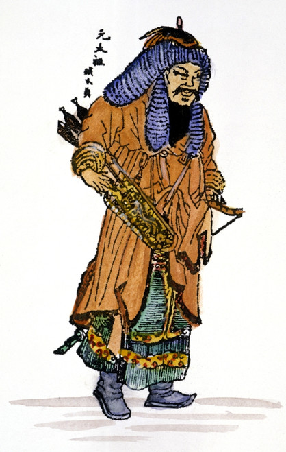 Genghis Khan (1162-1227). /Nmongol Conqueror. Chinese Woodcut. Poster Print by Granger Collection - Item # VARGRC0057446