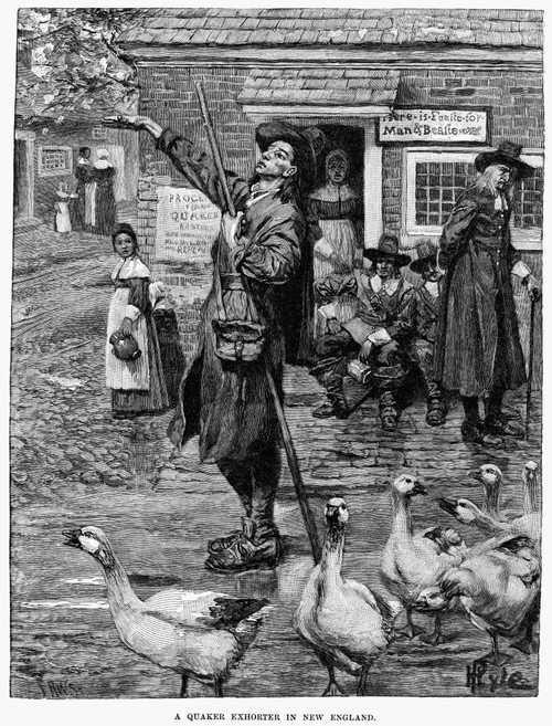 New England: Quaker, 1660. /Na Quaker Exhorter In New England, 1660. Wood Engraving After Howard Pyle (1853-1911). Poster Print by Granger Collection - Item # VARGRC0078667